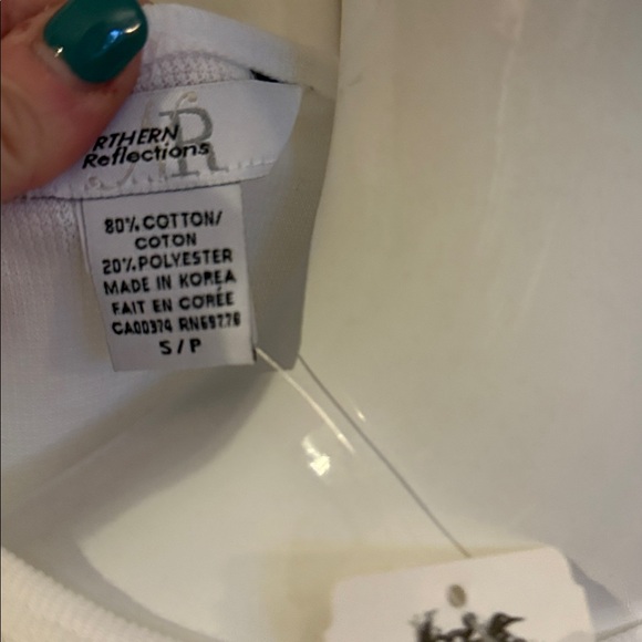 NWT northern reflections size small waffel Women's White Long Sleeve Top - Picture 6 of 7